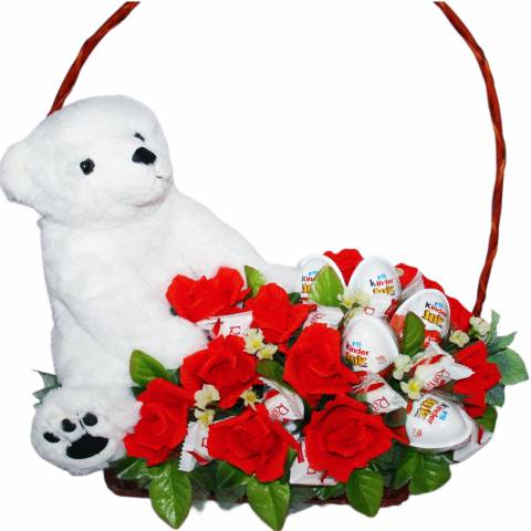Корзинка сладостей с плюшевым мишкой №105